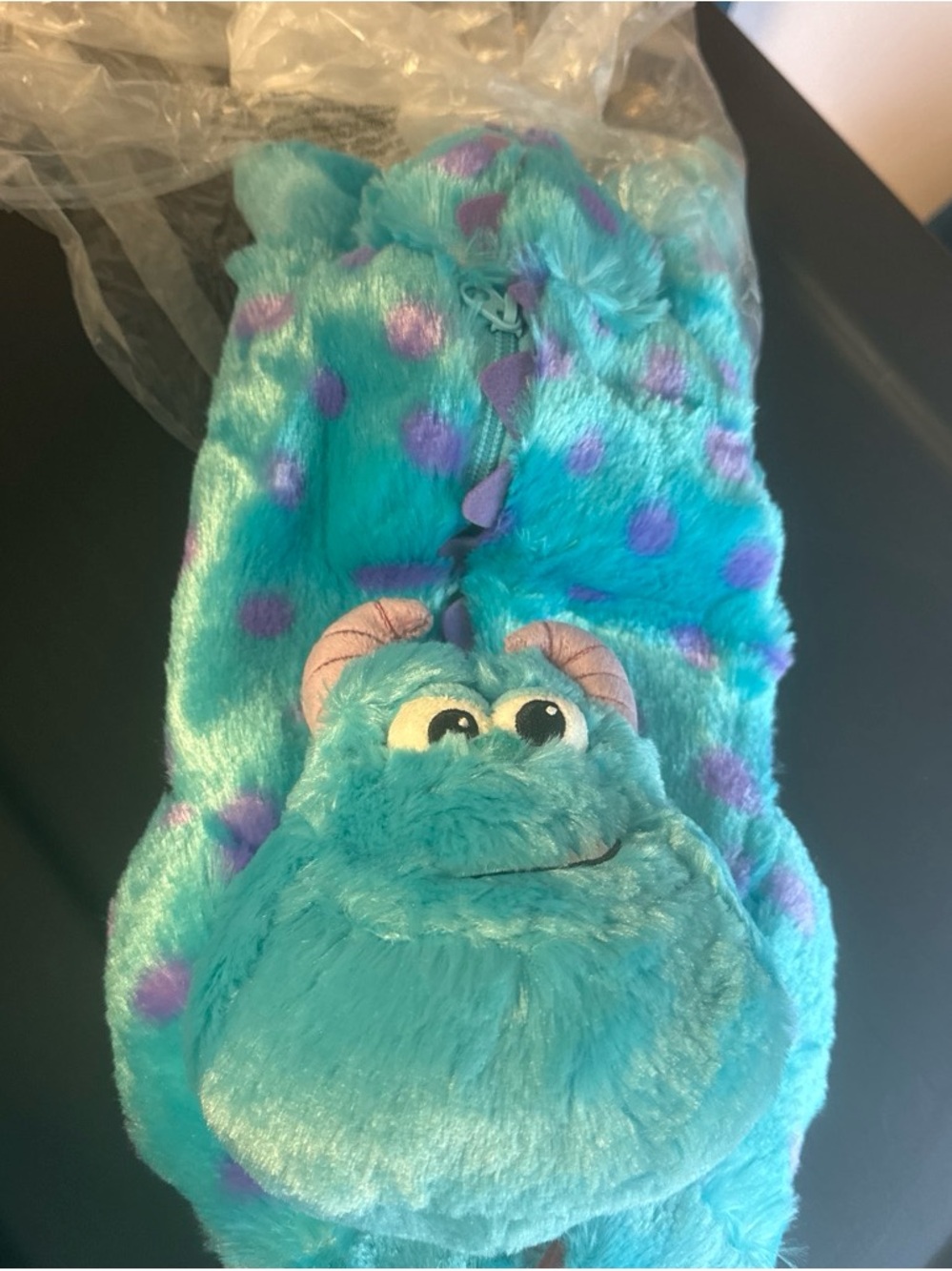 Monsters sully Plush Character purse - Turquoise with Purple Spots